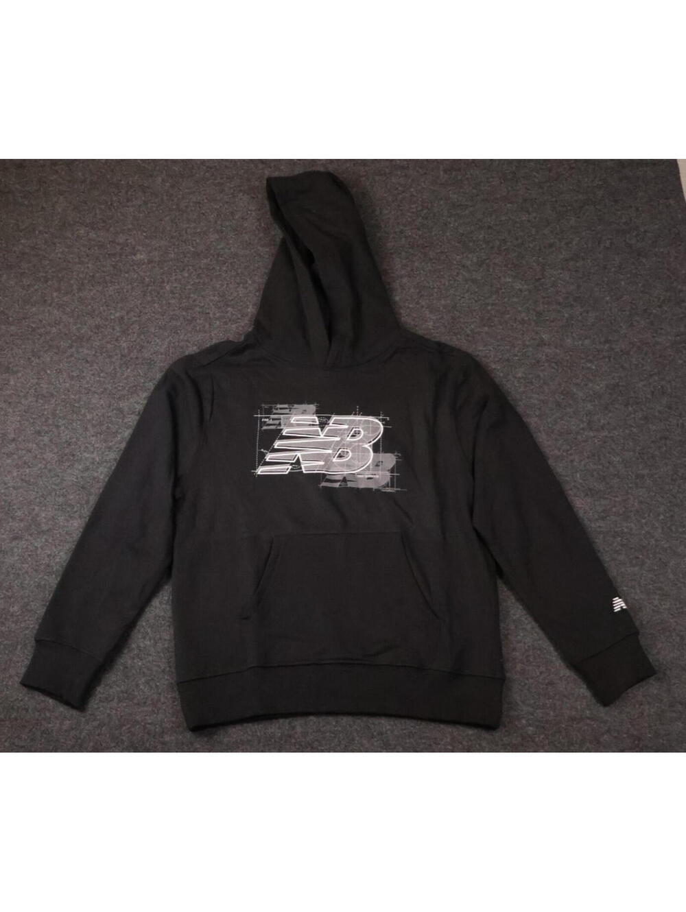 New Balance Boys Hoodie‎ Black Graphic Logo Pullover Size 10/12 NWT